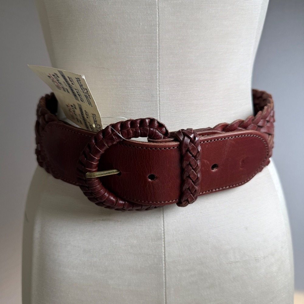 Polo Ralph Lauren VTG NWT Brown Woven Leather Belt #2375 Size 28